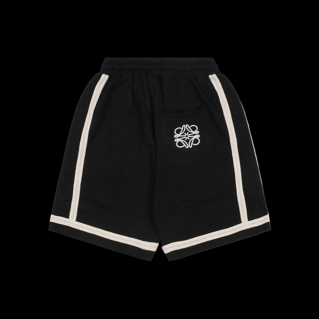 Louis Vuitton Men's Black Sports Shorts with Beige Embroidery