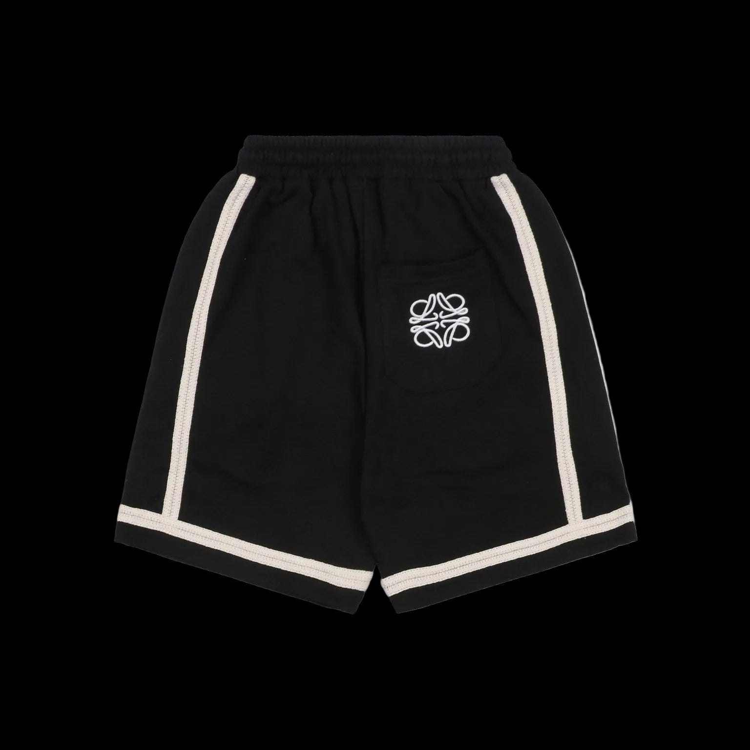 Louis Vuitton Men's Black Sports Shorts with Beige Embroidery