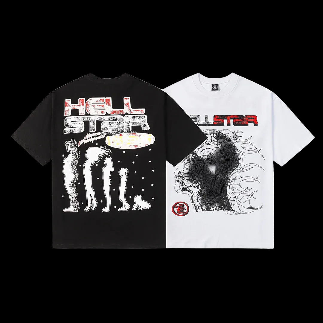 Black and white hellstar T-shirts