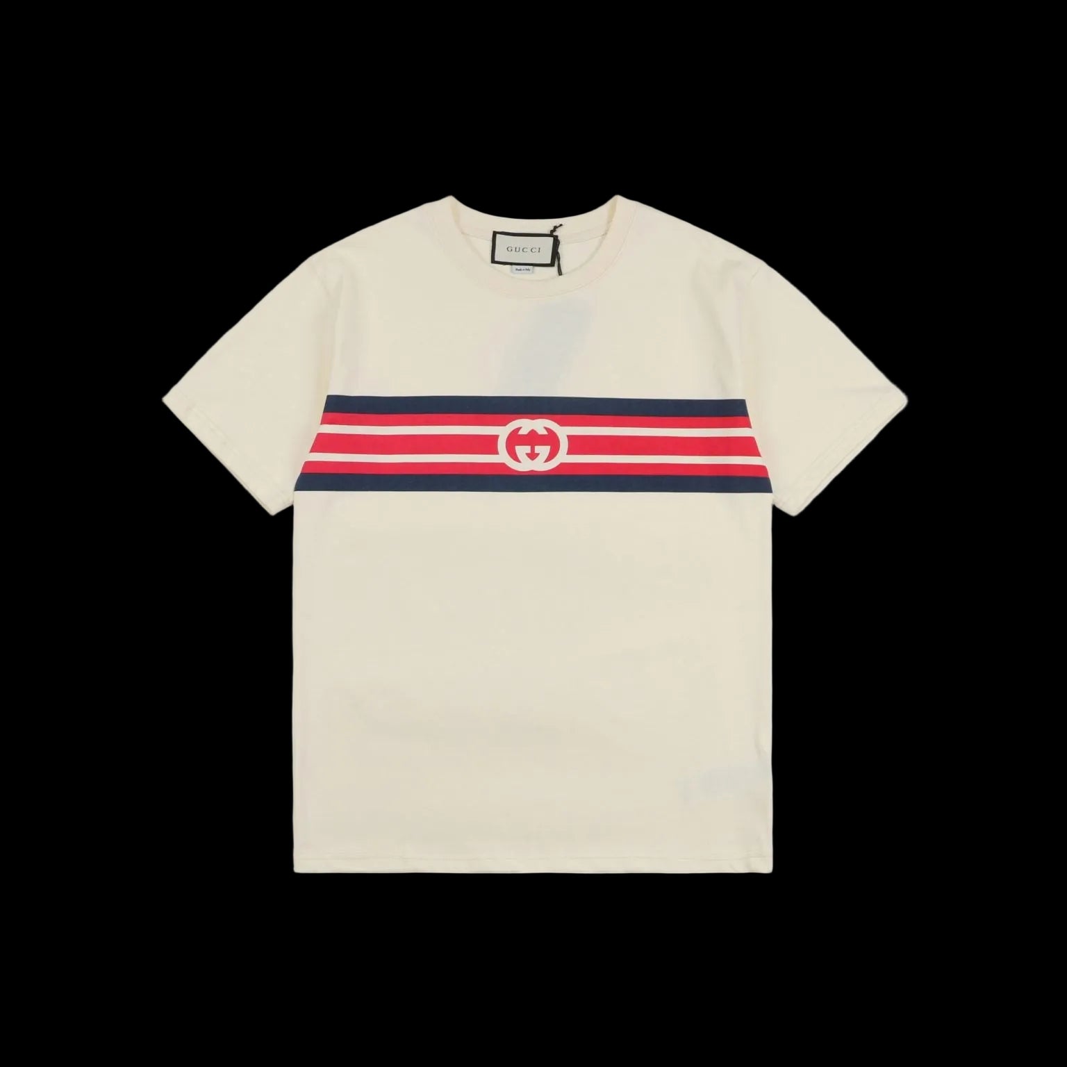 Gucci Interlaced G Stripe T-shirt Ivory/Navy Blue/Red