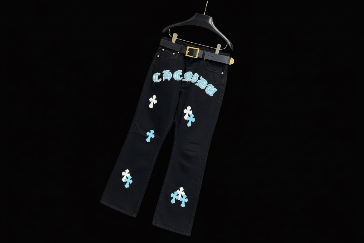 Chrome Hearts Jeans Cross Blue