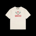 Gucci Men Tennis Racket Embroidered T-shirt Cream